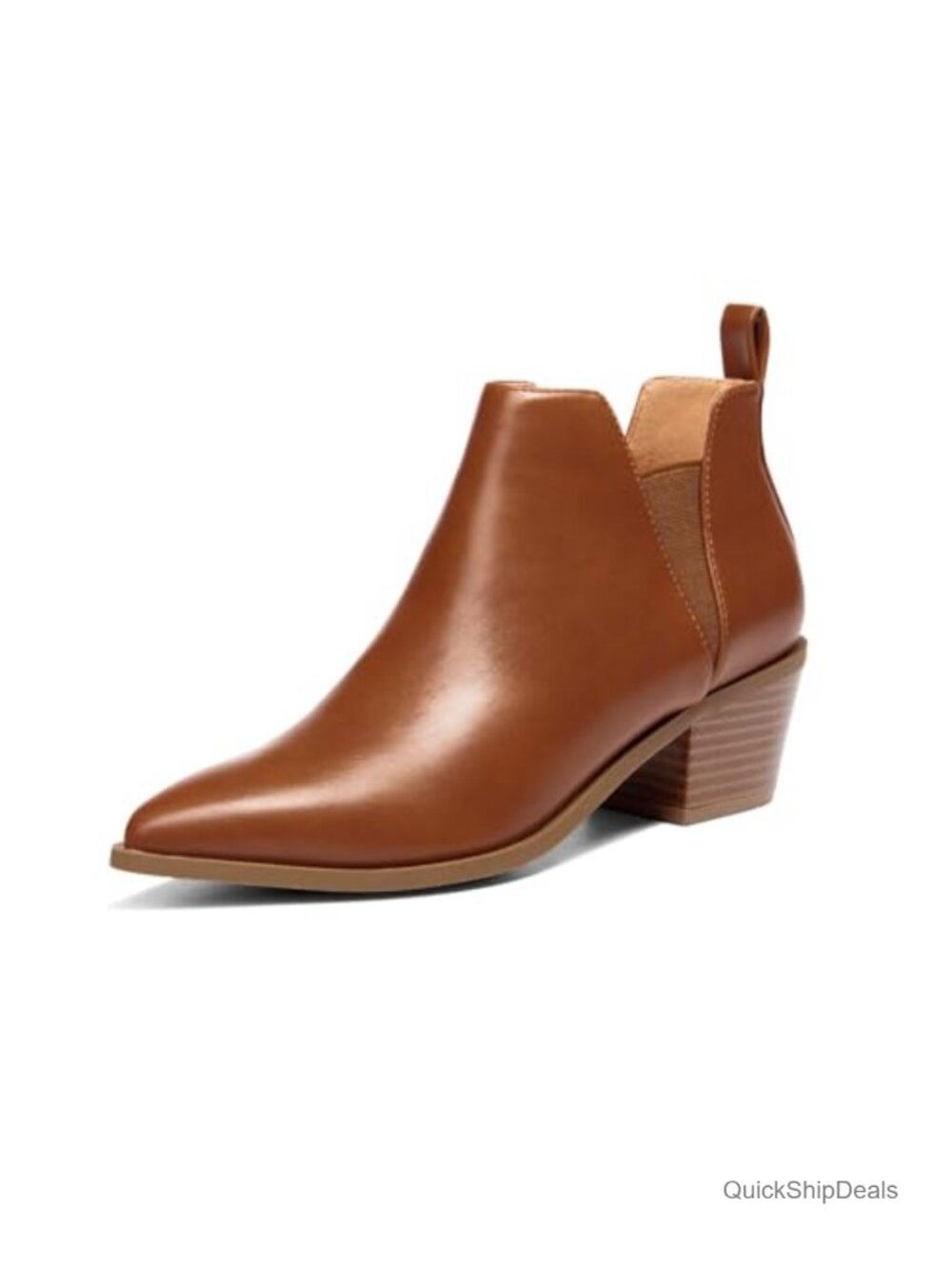 Women's Faux Suede Pointed Toe Chunky Heel Ankle Booties Slip On